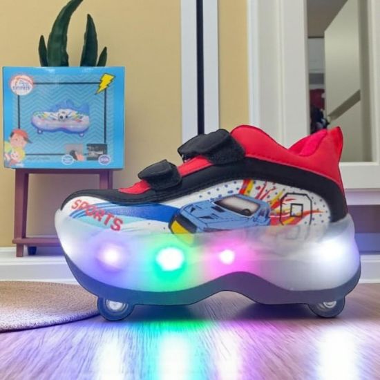 صورة حذاء السباق المتوهج – بعجلات خفية وإنارات LED للأبطال الصغار